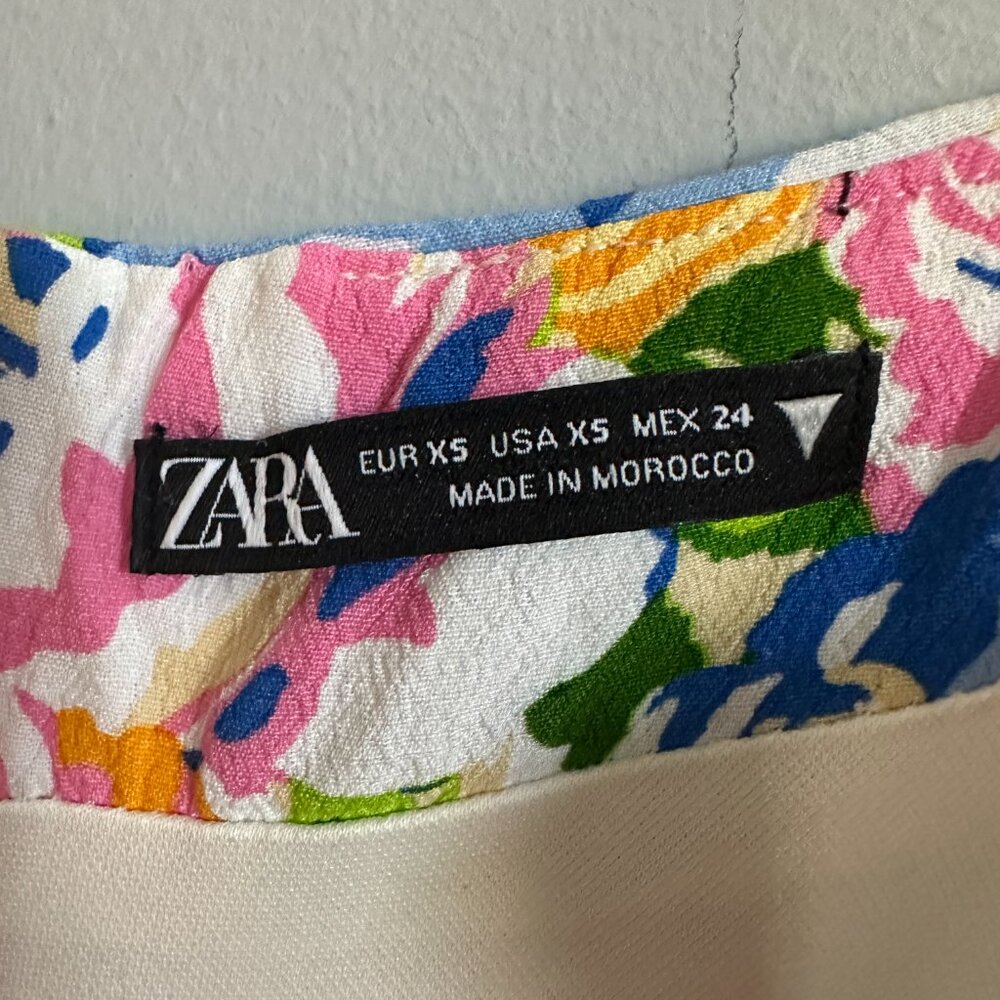 Zara Floral Mini Dress Size XS - Picture 4 of 10